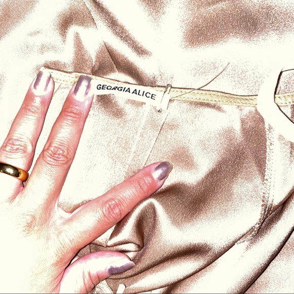 Georgia Alice INTERMIX Maxi Satin Tube Skirt in Beige Size 2 - Picture 9 of 16